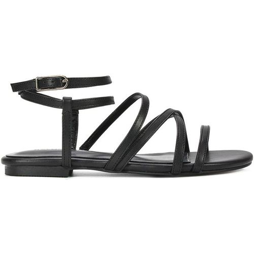 Xy London 'lyra' Flat Gladiator Strappy Sandals With Open Toe In Black
