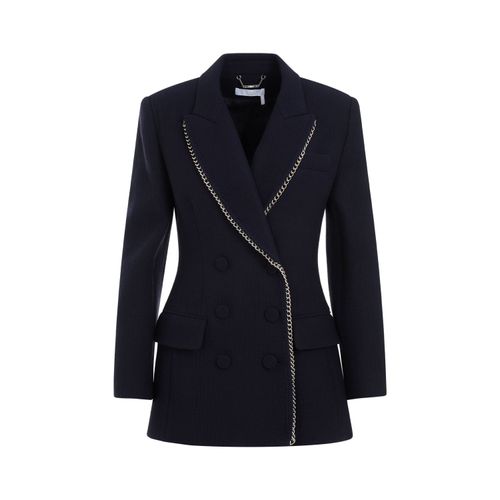 Chain-link Trim Double-breasted Blazer