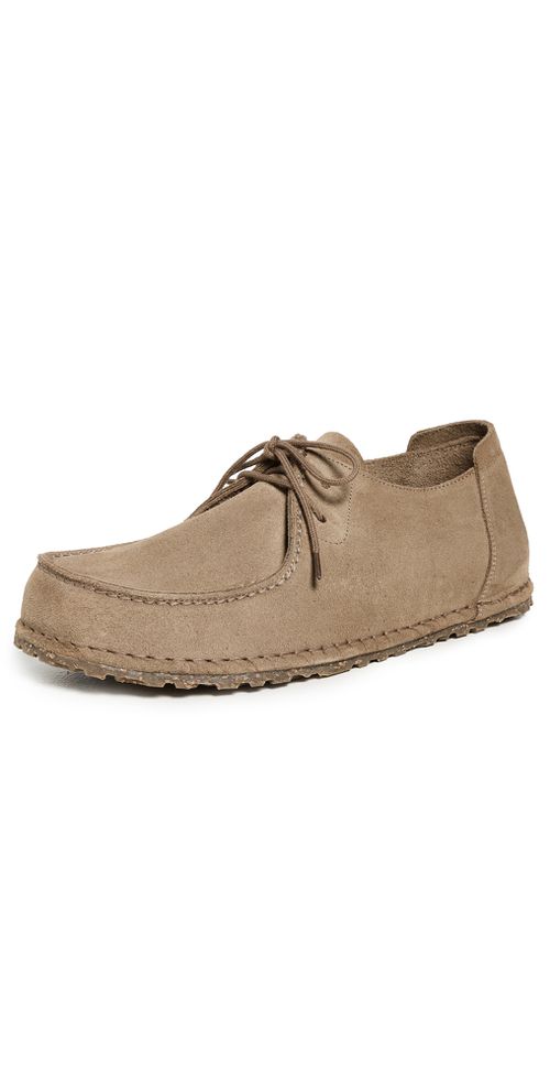 Birkenstock Utti Lace Up Deep Blue Loafers Gray Taupe