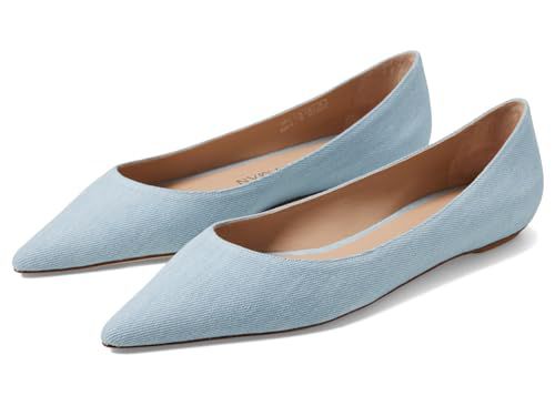 Stuart Weitzman® Emilia Flats for Women – Leather Construction – Polished Pointed Toe – Flat Blocked Heels Light
