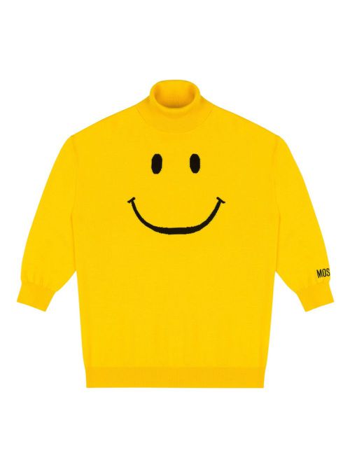 Embroidered motif high neck top - Yellow
