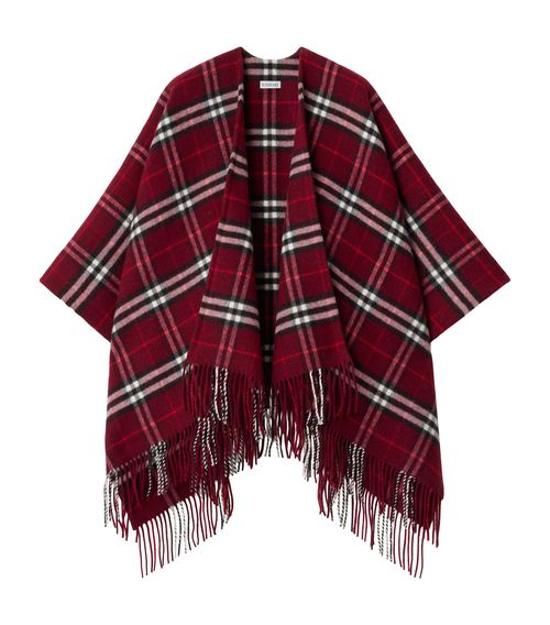 Wool-Cashmere Check Cape