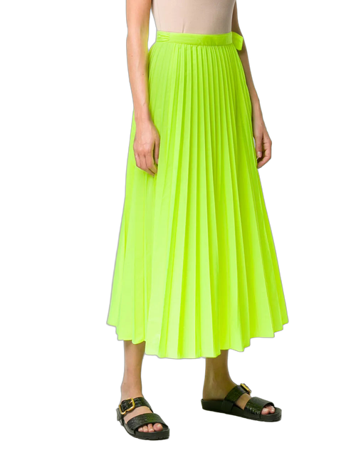 Pleated Midi Skirt — Yellow