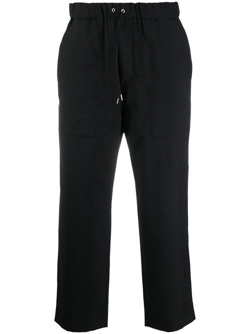 High-rise drawstring cropped trousers - Black