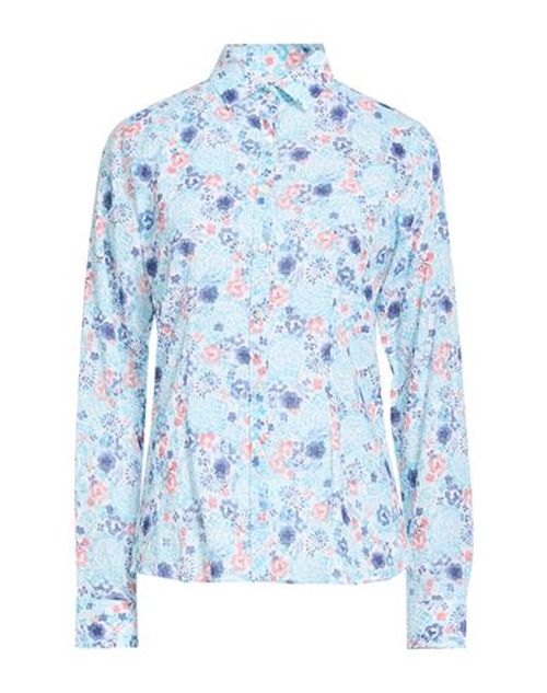 Woman Shirt Turquoise Size 10 Cotton, Elastane