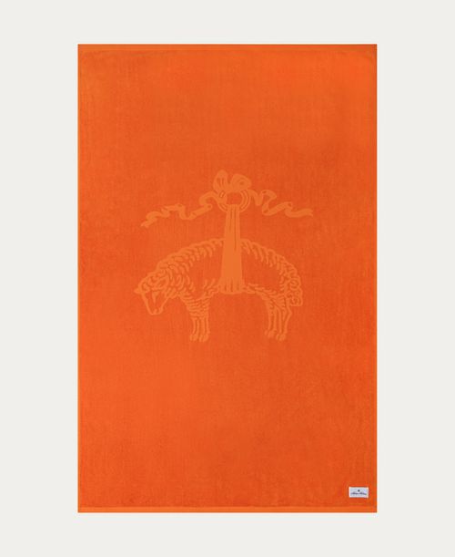 "Jacquarded Logo Turkish Cotton Beach Towel, 40"" x 71"" - Orange"