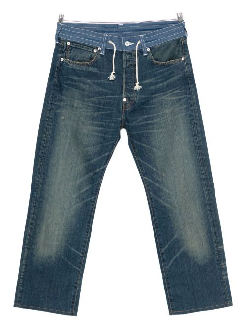 Contrast Waistband Jeans — Blue