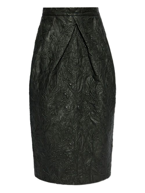 Embossed floral pencil skirt - Black