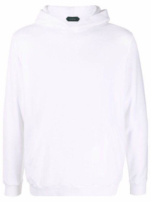 Ribbed-detail hoodie - White