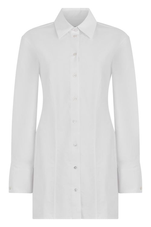 Elegant Cotton Dress with Mother-of-Pearl Buttons