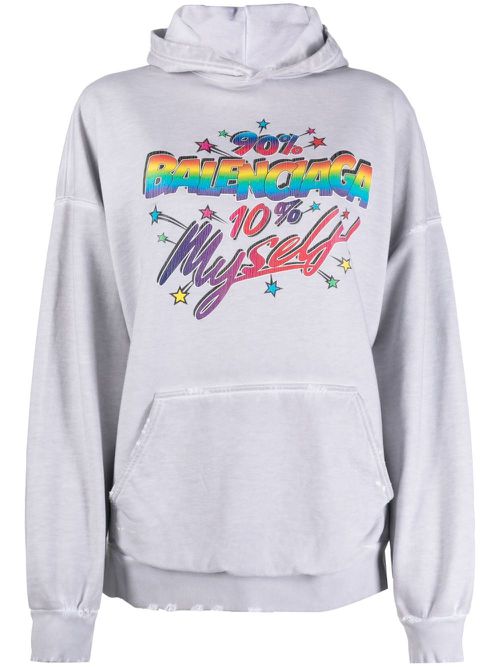 Rainbow logo cotton hoodie - Grey