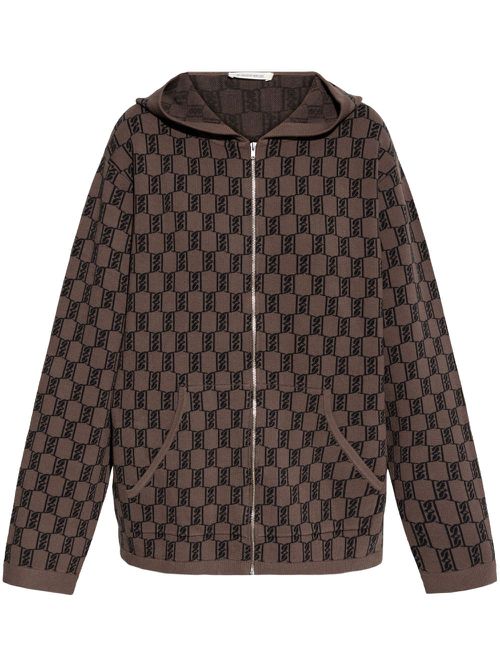 Monogram-pattern hoodie - Brown
