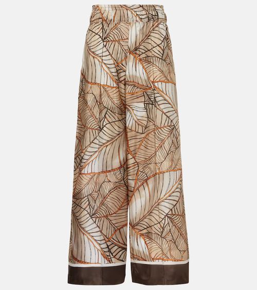 Printed silk wide-leg pants
