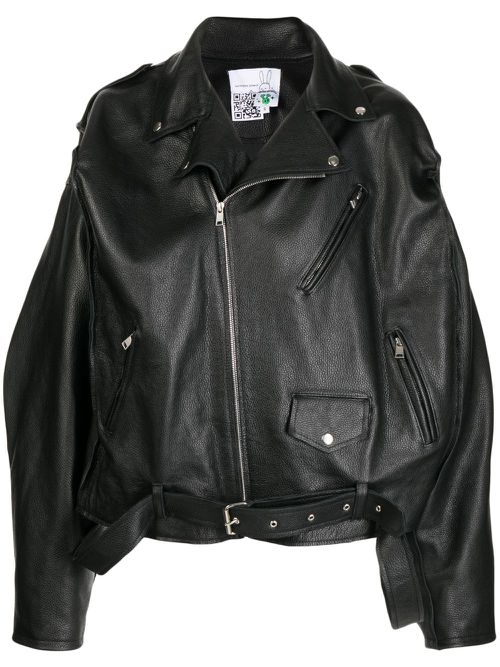 Zipped leather jacket - Black