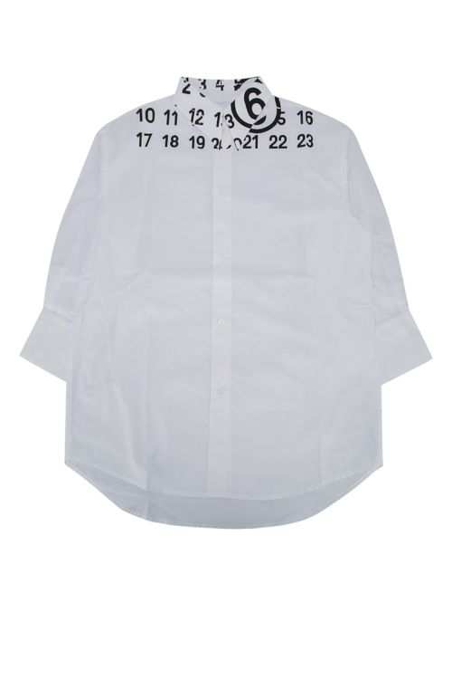 Number-Print Cotton Dress — White