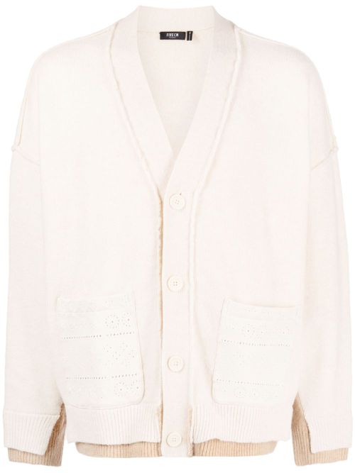 Embroidered-detail knitted cardigan - White