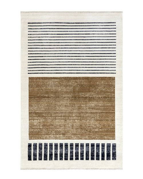Keeva Modern Striped Fringe Area Rug