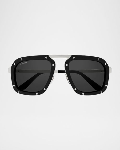 Men's Oversized Metal Rectangle Sunglasses