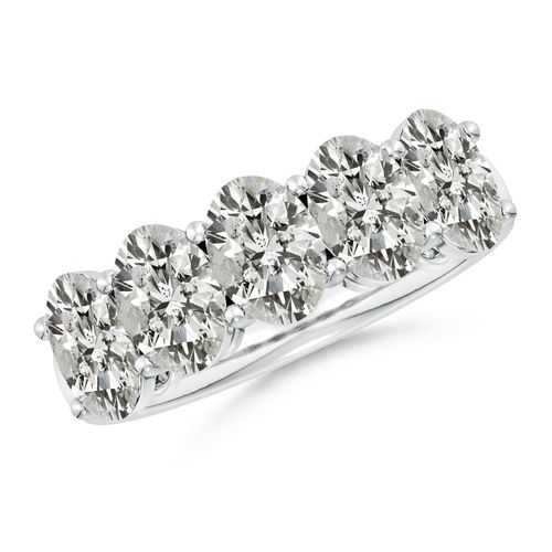 Angara 3.8 Carats Prong-Set Oval Diamond Five Stone Wedding Ring in Platinum