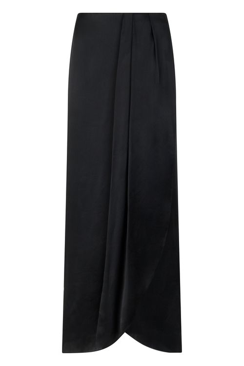 Draped Acetate Skirt — Black