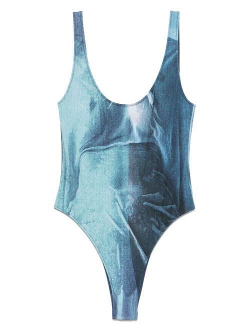 Abstract-print swimsuit - Blue