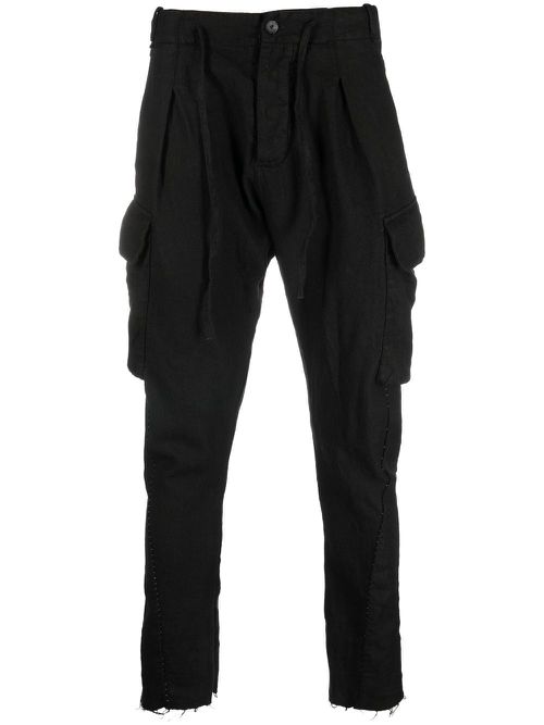 Drawstring tapered trousers - Black
