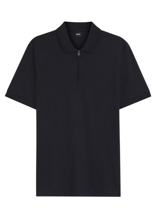 Dark Blue Solid Shirt Collar Polo