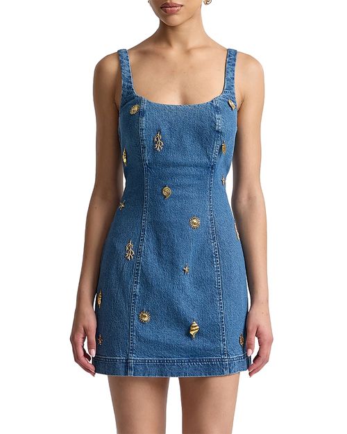 Embellished Denim Mini Dress