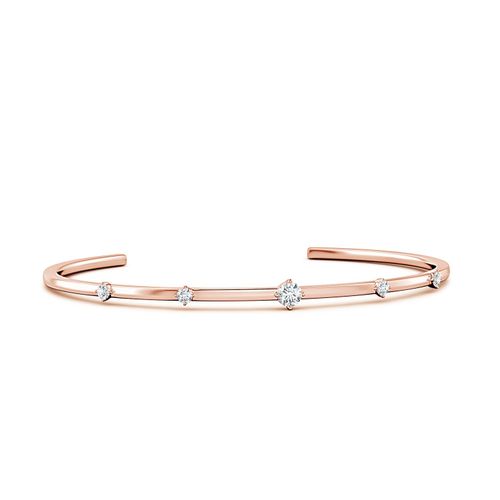 Angara 0.51 CTW Five-Stone Round Lab-Grown Diamond Station Cuff Bracelet in 18K Rose Gold