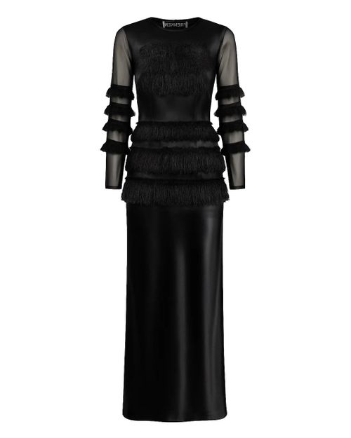 Combined Fringe Satin Dress
