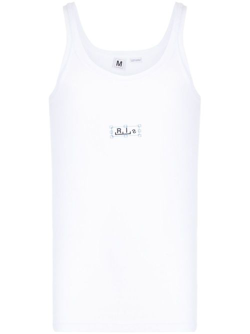 Logo-print cotton tank top - White