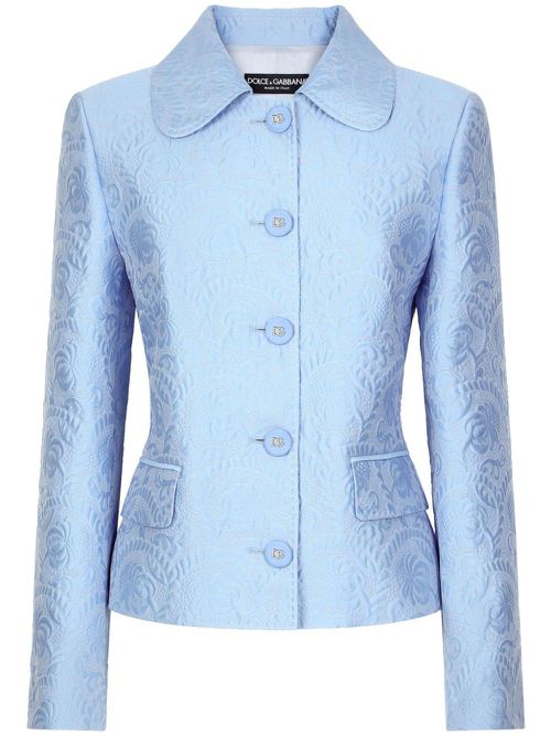 Jacquard buttoned jacket - Blue
