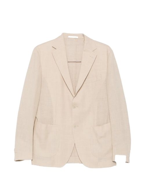 Notched-Lapel Blazer — Beige
