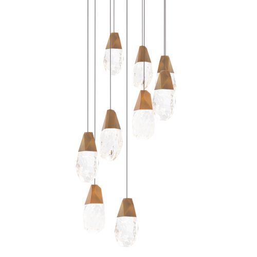 Martini 9-Light LED Pendant in Aged Bra