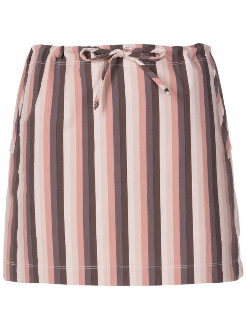 Striped drawstring-waist miniskirt - Neutrals