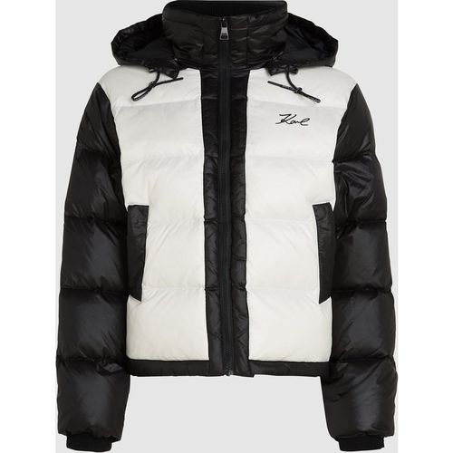 Karl Lagerfeld - Signature-pufferjacke, Damen, Schwarz/weiss, Größe