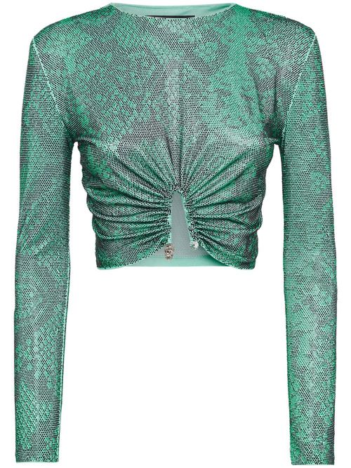 Glass crystal embellishment T-shirt - Green