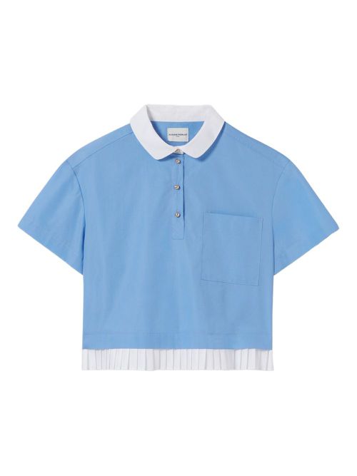 Collared cropped blouse - Blue