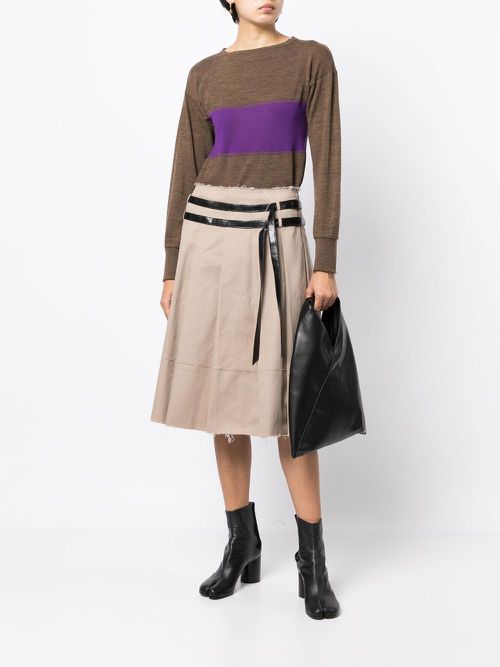 Panelled round-neck jumper - Brown