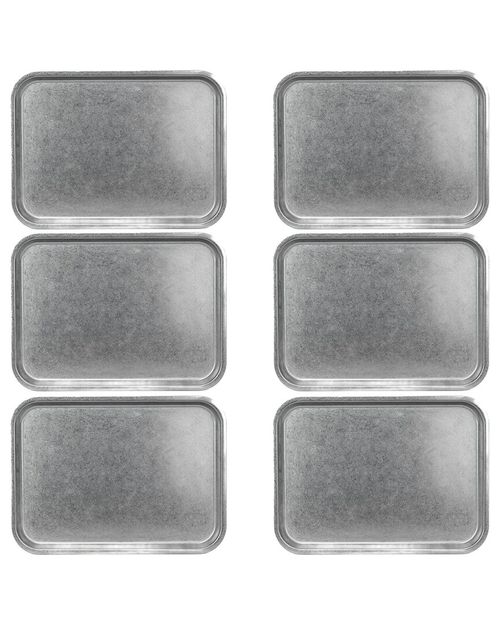 Set of 6 Moab Stainless Steel Coupe Dinnerware: 10in x 14in Rectangular Plate