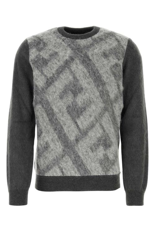 Intarsia Virgin Wool Sweater — Gray