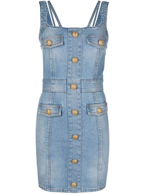 Sleeveless denim dress - Blue