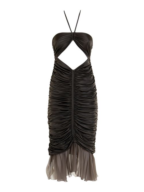 Green silk dress