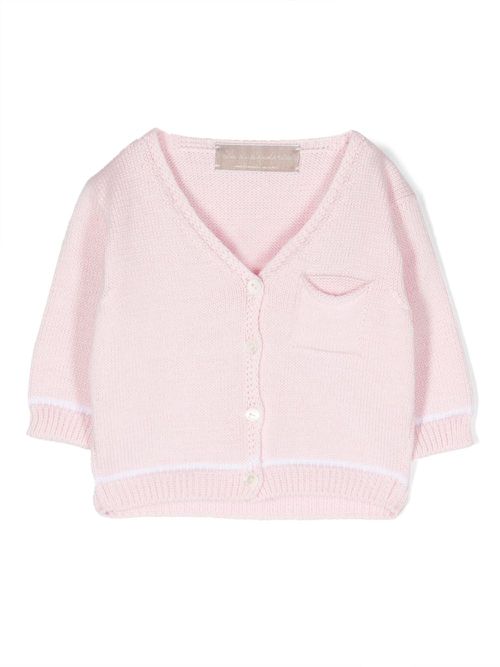 V-neck knitted long-sleeve cardigan - Pink