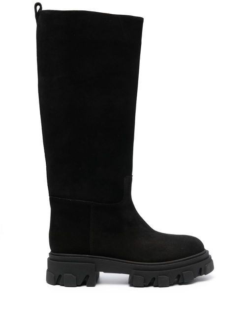 Chunky-sole suede boots - Black