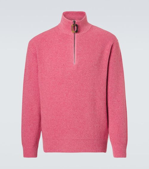 Wool and cotton half-zip sweater