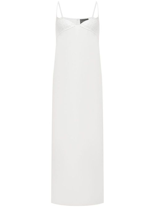 Crochet-panelled dress - White