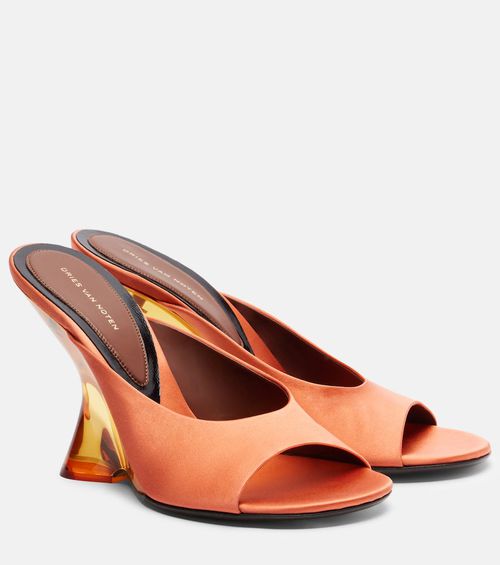 Satin wedge mules