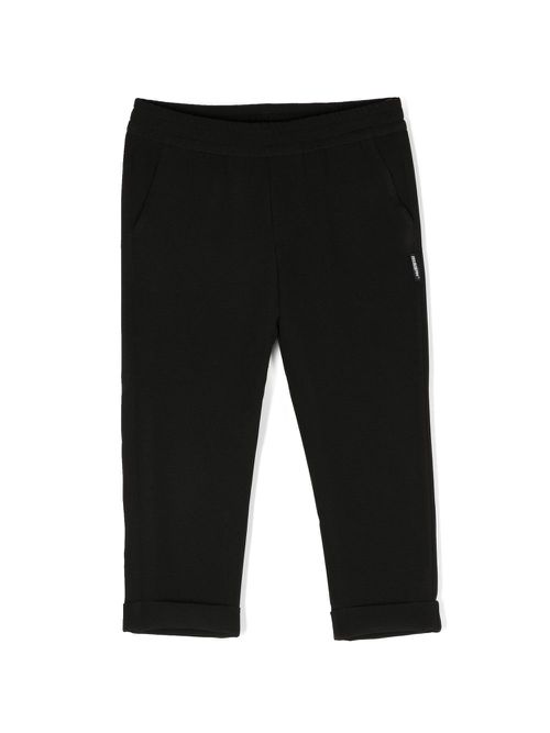 Logo-patch straight-leg trousers - Black