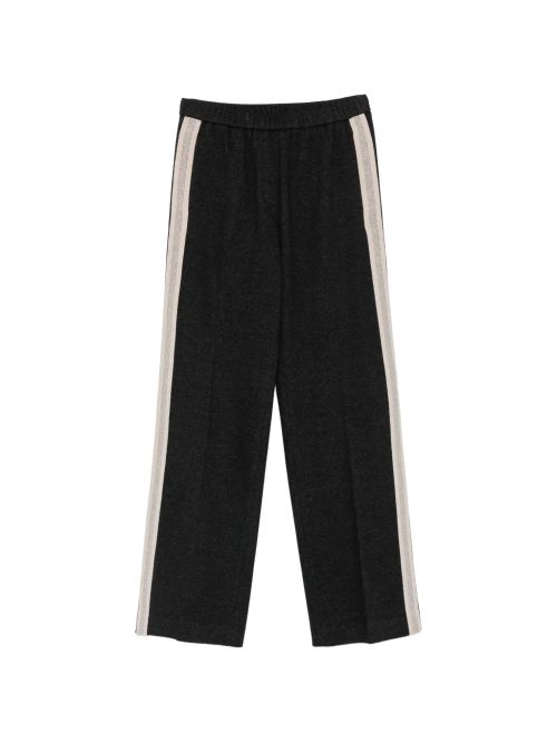 Side-Stripe Track Pants — Black